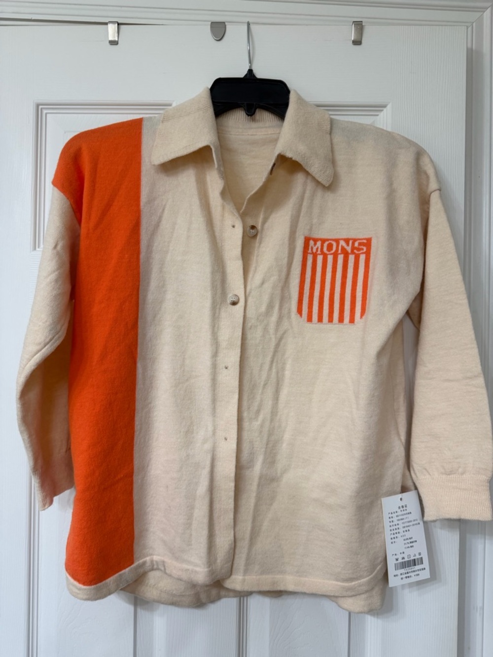 Women’s Inspired Cream & Orange Button-Down Shirt